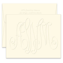 Large Monogram Folded Note Cards - Embossed